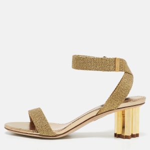 Dsquared2 Gold Lurex Fabric Ankle Strap Sandals Size 36, Sandals - Luxury Closet