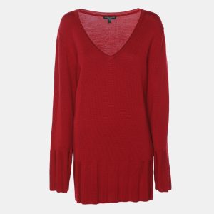 Eileen Fisher Red Merino Wool Knit Full Sleeve Sweater XXL, Sweaters & Cardigans - Luxury Closet