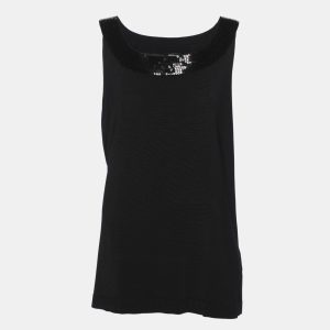 Elena Miro Black Jersey Paillettes Top XL, Shirts & Tops - Luxury Closet