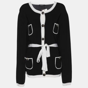 Elena Miro Black/White Knit Belted Cardigan XL, Sweaters & Cardigans - Luxury Closet catalog