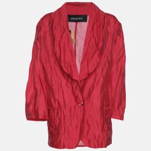 Elena Miro Red Lurex Knit Crinkled Belted Blazer XXL, Coats & Jackets - Luxury Closet catalog