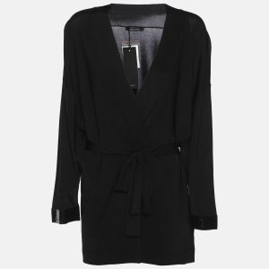 Elena Miro Black Stretch Knit Cardigan XL, Sweaters & Cardigans - Luxury Closet
