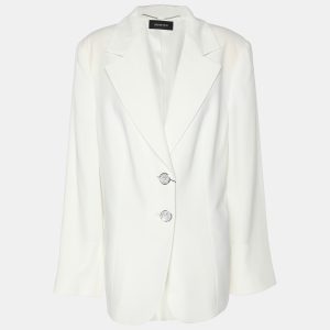 Elena Miro White Satin Single Breasted Blazer L, Coats & Jackets - Luxury Closet catalog