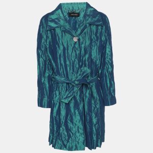 Elena Miro Metallic Green Taffeta Belted Trench Coat L, Coats & Jackets - Luxury Closet catalog