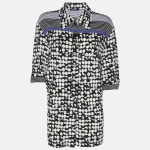 Elena Miro Black/White Printed Jersey Top L, Shirts & Tops - Luxury Closet