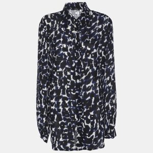 Elena Miro Blue Chiffon Georgette Print Long Sleeve Shirt L, Shirts & Tops - Luxury Closet catalog