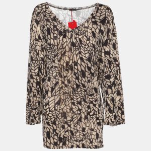 Elena Miro Printed Jersey Embellished V Neck Top XL, Shirts & Tops - Luxury Closet catalog