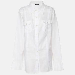 Elena Miro White Linen Button Front Shirt XXXL, Shirts & Tops - Luxury Closet