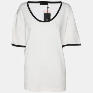 Elena Miro White/Black Knit T-Shirt XXL, Shirts & Tops - Luxury Closet