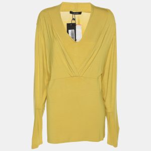 Elena Miro Yellow Jersey V Neck Top, Shirts & Tops - Luxury Closet
