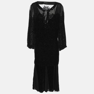 Elena Miro Black Devore Shirt and Skirt Set XL, Skirts - Luxury Closet