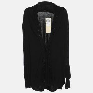 Elena Miro Black Jersey Embellished Cardigan L, Sweaters & Cardigans - Luxury Closet