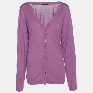 Elie Tahari Purple Stretch Silk Sammy Sweater XXL, Sweaters & Cardigans - Luxury Closet