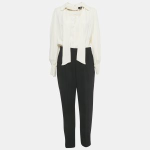 Elisabetta Franchi Beige/Black Crepe Detachable Top and Bottom Jumpsuit L, Suits - Luxury Closet catalog