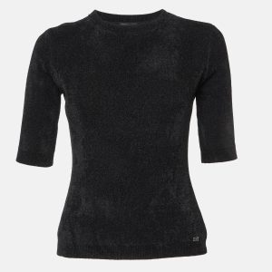 Elisabetta Franchi Black Knit Round Neck Sweater M, Sweaters & Cardigans - Luxury Closet catalog