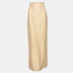 Emilia Wickstead Beige Textured Fabric Maxi Skirt M, Skirts - Luxury Closet