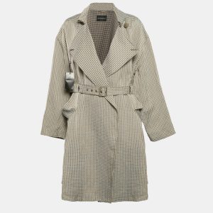 Emporio Armani Beige Gingham Linen Blend Trench Coat L, Coats & Jackets - Luxury Closet catalog