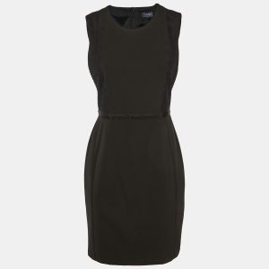 Emporio Armani Black Crepe & Lace Sleeveless Mini Dress M, Dresses - Luxury Closet