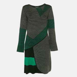 Emporio Armani Green Stretch Knit Pleated Short Dress M, Dresses - Luxury Closet