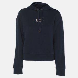 Emporio Armani Navy Blue Jersey Logo Print Hoodie S, Clothing - Luxury Closet