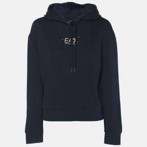 Emporio Armani Navy Blue Jersey Logo Embroidered Hoodie M, Sweaters & Cardigans - Luxury Closet catalog