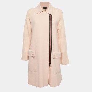 Emporio Armani Pink Virgin Wool Knit Zip-Up Coat S, Coats & Jackets - Luxury Closet catalog