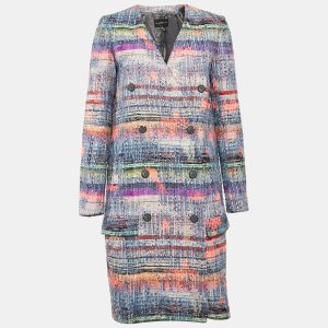 Emporio Armani Multicolor Lurex Tweed Double Breasted Mid-Length Coat S, Coats & Jackets - Luxury Closet catalog
