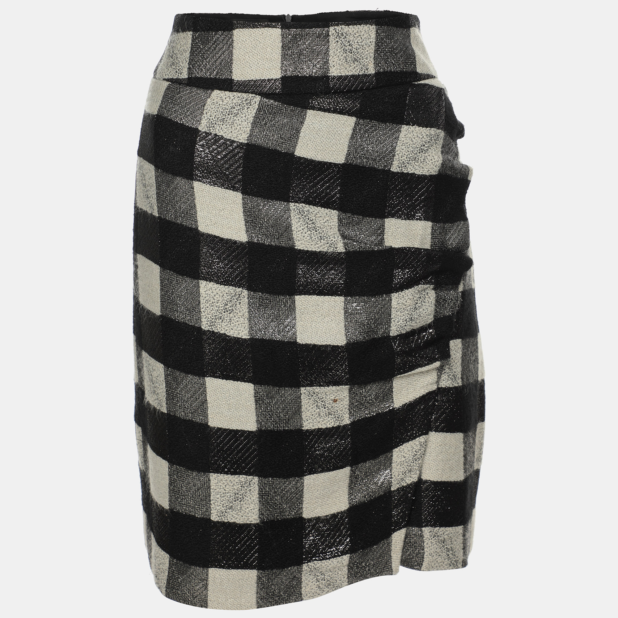 Emporio Armani Black/White Checkered Lurex Blend Midi Skirt M, Skirts - Luxury Closet catalog