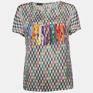 Emporio Armani Multicolor Checked Silk Embroidered Top S, Shirts & Tops - Luxury Closet catalog