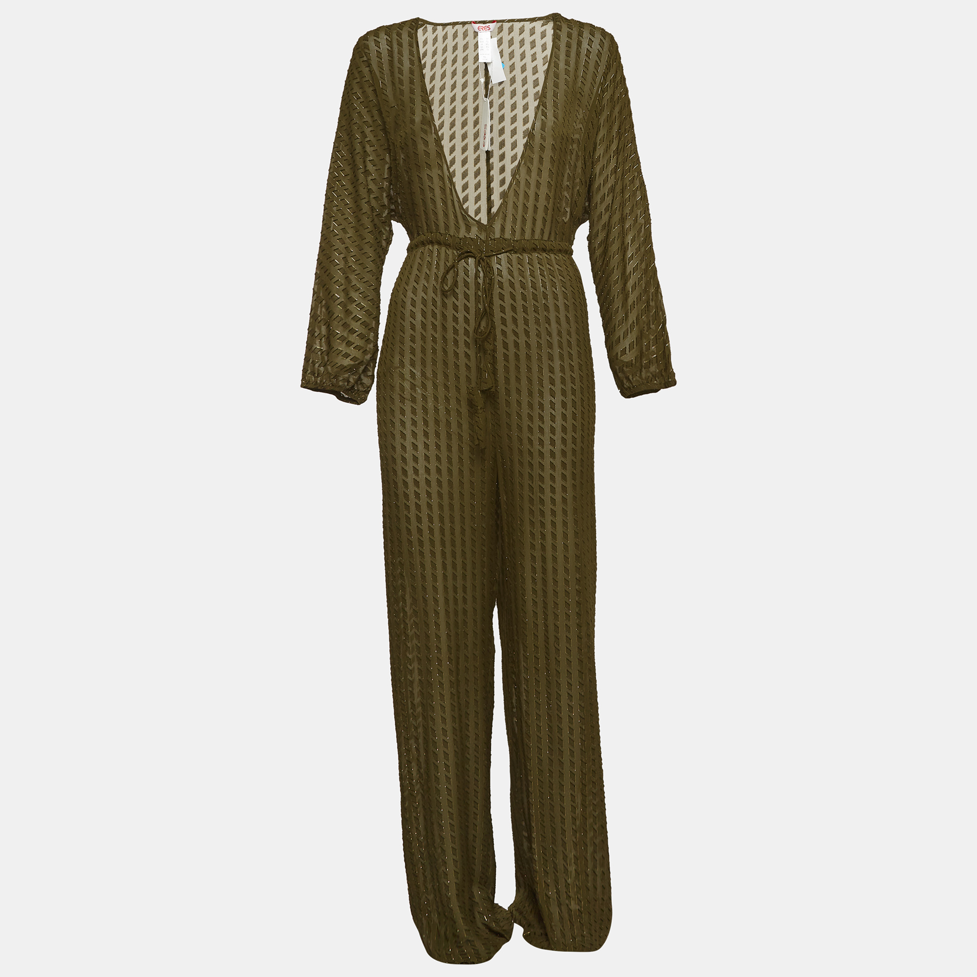 Eres Green Textured Lurex Silk Blend Jumpsuit M, Suits - Luxury Closet catalog