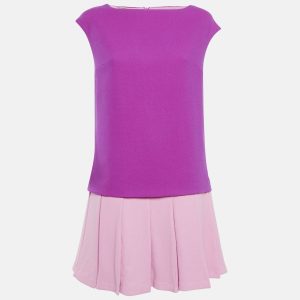 Ermanno Scervino Pink Crepe Pleated Sleeveless Mini Dress M, Dresses - Luxury Closet