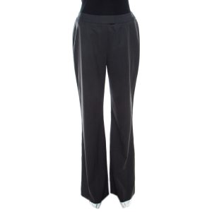 Escada Grey Stretch Wool High Waist Wide Leg Trousers M, Clothing - Luxury Closet catalog