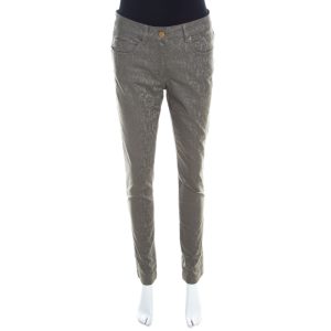 Escada Grey Floral Jacquard Stretch Denim Skinny Jeans M, Jeans - Luxury Closet