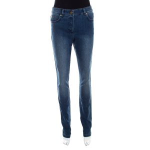 Escada Indigo Faded Effect Denim Sequined Back Pocket Detail Skinny Jeans S, Jeans - Luxury Closet