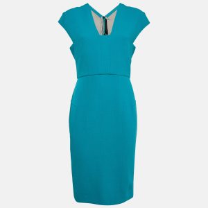 Etro Sea Green Double Wool Crepe Sleeveless Sheath Dress L, Dresses - Luxury Closet