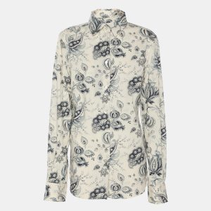 Etro Cream/Blue Paisley Print Cotton Blend Long Sleeve Shirt L, Shirts & Tops - Luxury Closet catalog
