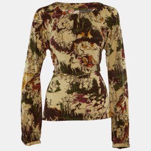 Etro Beige Printed Wool Blend Long leeve Top L, Shirts & Tops - Luxury Closet catalog