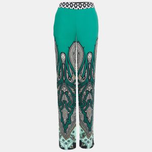 Etro Green Printed Silk Palazzo Pants S, Clothing - Luxury Closet catalog