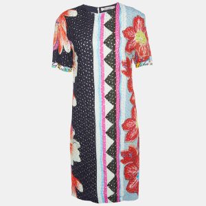 Etro Multicolor Floral Print Embroidered Crepe Shift Dress S, Dresses - Luxury Closet