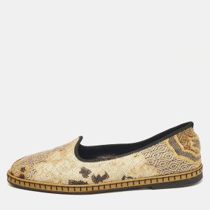 Etro Gold/Beige Brocade Fabric Smoking Slippers Size 36.5, Loafers & Slip-Ons - Luxury Closet catalog
