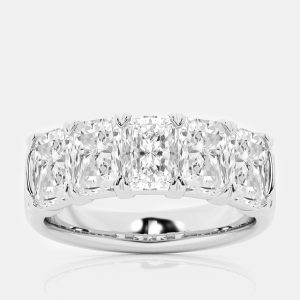 14K White Gold Radiant Lab Grown Diamond Five-Stone Anniversary Band US 7 (4 1/2 ctw), Rings - Luxury Closet