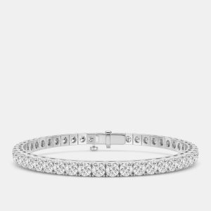 14K White Gold Round Lab Grown Diamond Tennis Bracelet (12 ctw), Bracelets - Luxury Closet