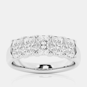 14K White Gold Elongated Cushion Lab Grown Diamond Five-Stone Anniversary Band US 7 (4 ctw), Rings - Luxury Closet catalog
