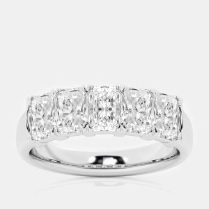 14K White Gold Elongated Cushion Lab Grown Diamond Five-Stone Anniversary Band US 7 (5 ctw), Rings - Luxury Closet catalog