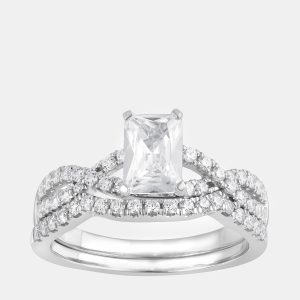 14K White Gold  Lab Grown Diamond Bridal Set (1.5 cts), Rings - Luxury Closet