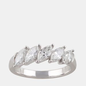 14K White Gold  Lab Grown Diamond Five Stone Band (0.95 cts), Rings - Luxury Closet