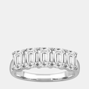 14K White Gold  Lab Grown Diamond Five Stone Band (1.9 cts), Rings - Luxury Closet