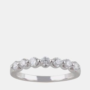 14K White Gold  Lab Grown Diamond Seven Stone Band (0.55 cts), Rings - Luxury Closet