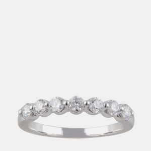 14K White Gold  Lab Grown Diamond Seven Stone Band (0.55 cts), Rings - Luxury Closet