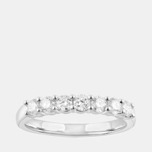 14K White Gold  Lab Grown Diamond Seven Stone Band (0.7 cts), Rings - Luxury Closet